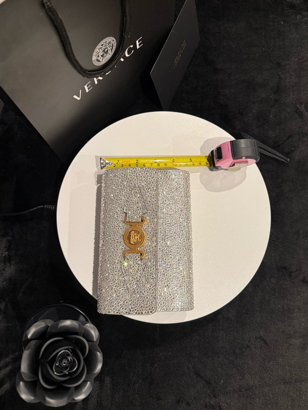 Versace La Medusa Crystal Mini Crossbody Shoulder Clutch Bag Mixed Metals - Picture 13 of 14